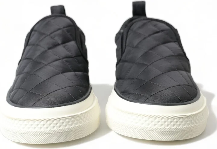 Black Quilted Slip On Low Top Sneakers Women's Shoes - Image 2