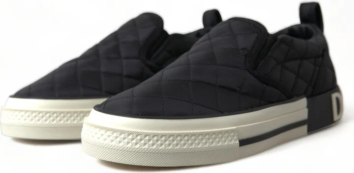 Black Quilted Slip On Low Top Sneakers Women's Shoes - Image 3