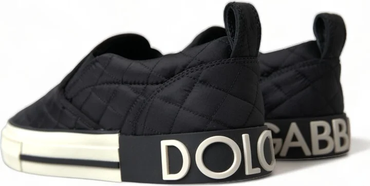 Black Quilted Slip On Low Top Sneakers Women's Shoes - Image 4