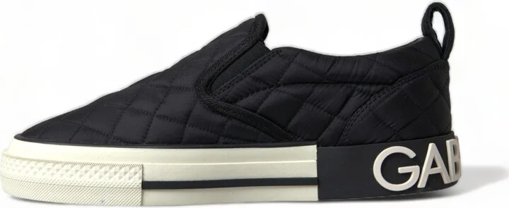 Black Quilted Slip On Low Top Sneakers Women's Shoes - Image 5