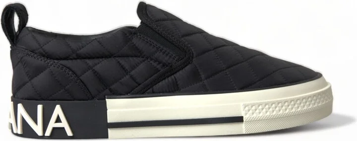 Black Quilted Slip On Low Top Sneakers Women's Shoes