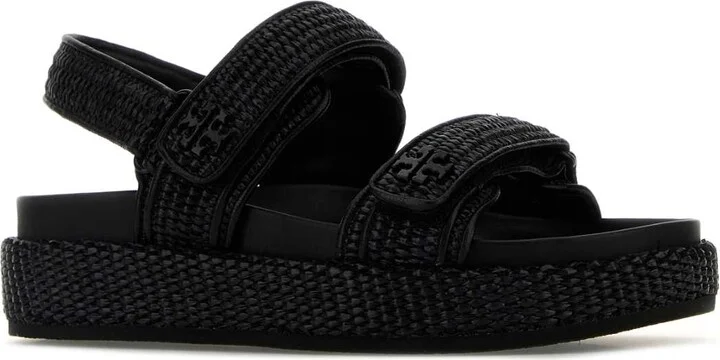 Black Raffia Kira Sandals - Image 2