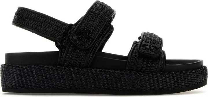 Black Raffia Kira Sandals