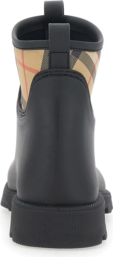 Black Rain Ankle Boots With Embossed Ekd Logo And Check Motif In Rubber Man - Image 4