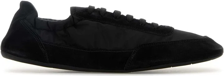 Black Re-nylon And Suede Collapse Sneakers