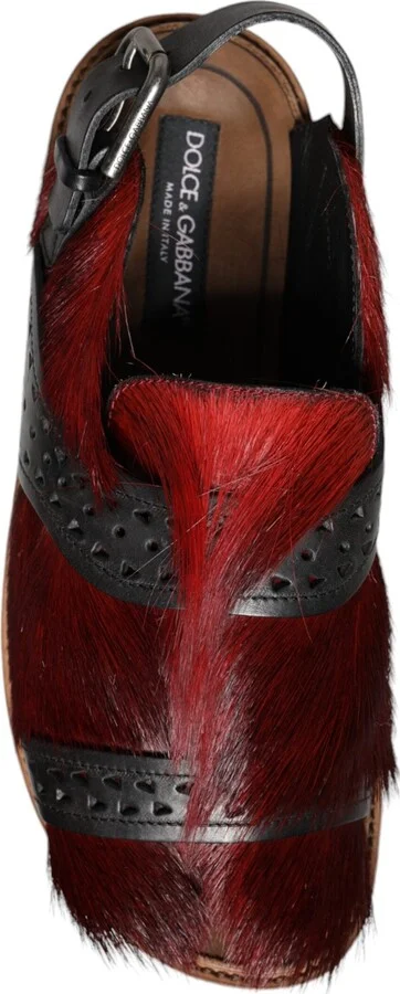 Black Red Gazelle Hair Leather Sandals Men's Shoes - Image 6
