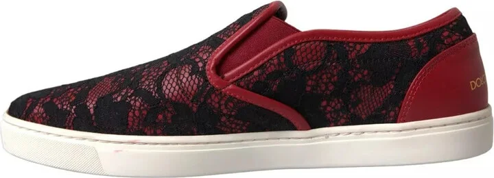 Black Red Lace Slip On Low Top Sneakers Women's Shoes (Pre-Owned) - Image 5
