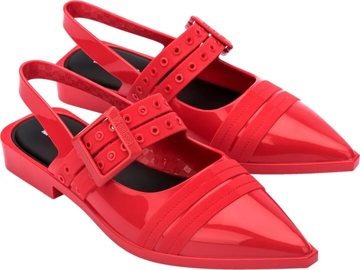 Black / Red Ladylike Strap Low Heel - Red Black - Image 4