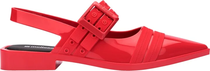 Black / Red Ladylike Strap Low Heel - Red Black