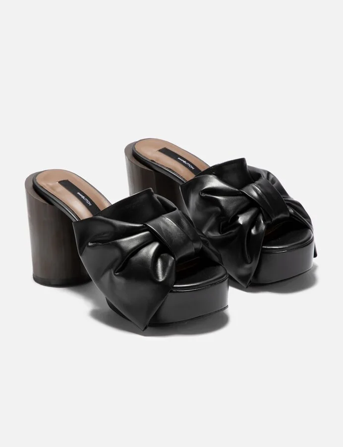 Black Ribbon Platform Sandals - Image 4