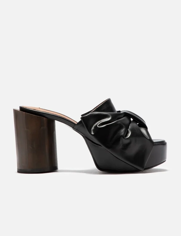 Black Ribbon Platform Sandals