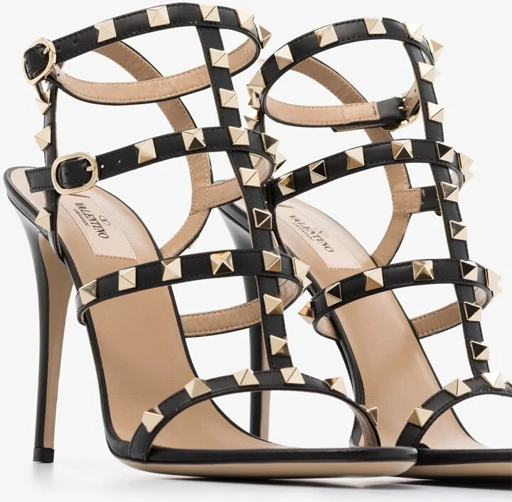 Black Rockstud 110 Leather Sandals - Image 2