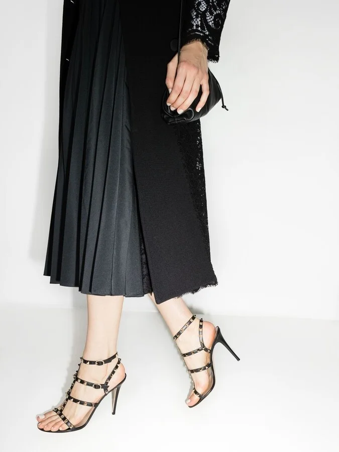 Black Rockstud 110 Leather Sandals - Image 3