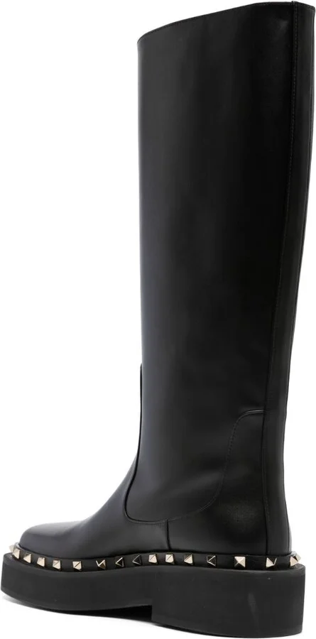 Black Rockstud 30 Knee-High Leather Boots - Image 3
