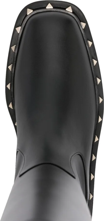 Black Rockstud 30 Knee-High Leather Boots - Image 4