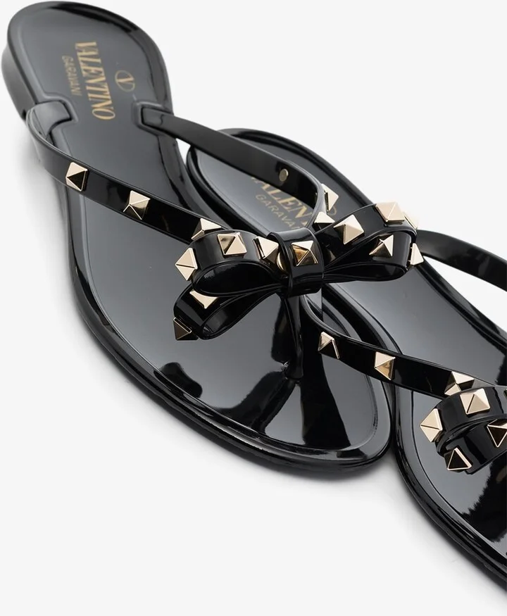 Black Rockstud Rubber Sandals - Image 2