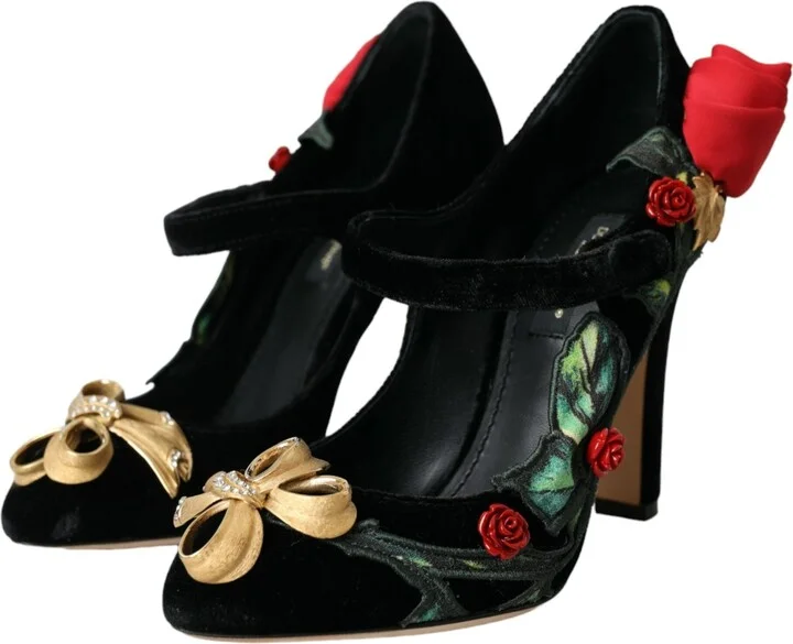 Black Roses Crystal Brooch Mary Jane Women's Shoes - Image 3