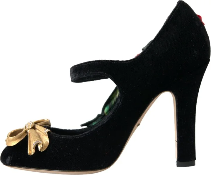 Black Roses Crystal Brooch Mary Jane Women's Shoes - Image 5