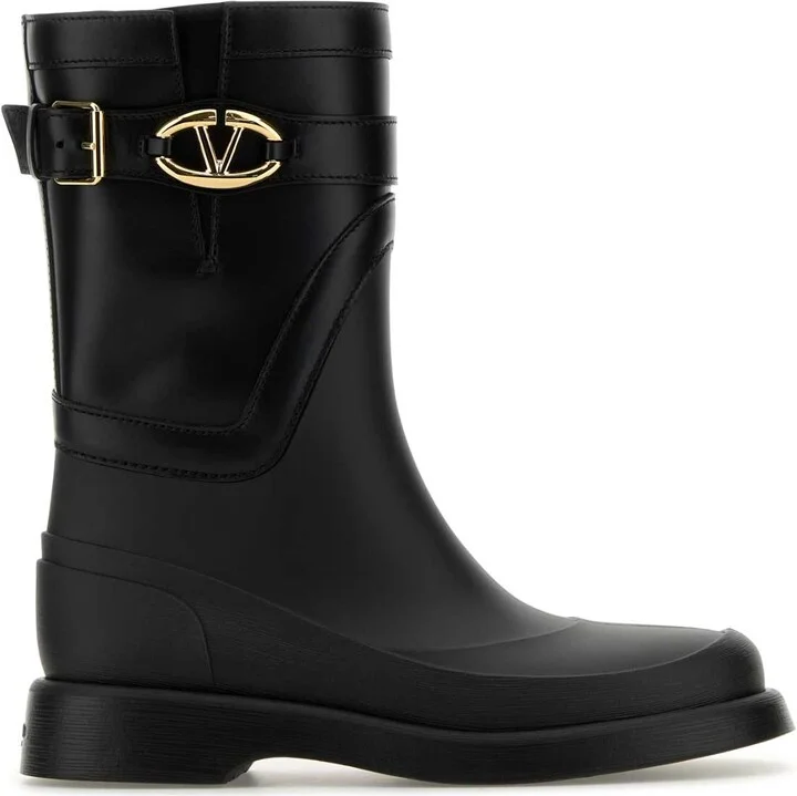 Black Rubber And Leather Boots
