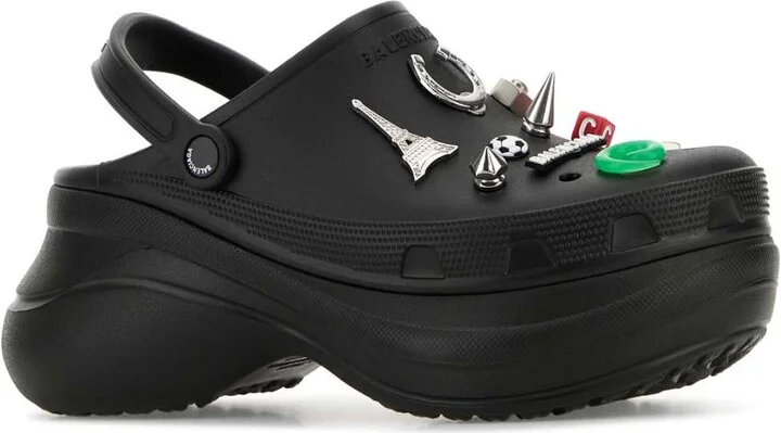 Black Rubber Balenciaga X Crocsâ ¢ Mules - Image 2