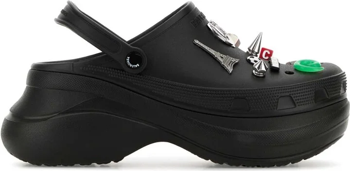 Black Rubber Balenciaga X Crocsâ ¢ Mules