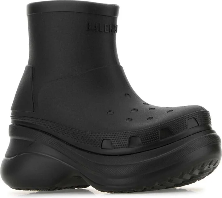 Black Rubber Crocs Ankle Boots - Image 2