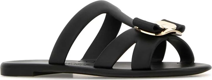 Black Rubber Lilou Slippers - Image 2