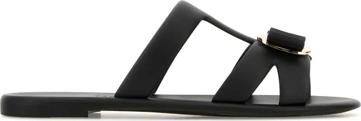 Black Rubber Lilou Slippers