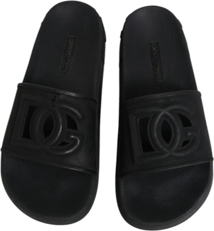 Black Rubber Slides Sandals Beachwear Women's Shoes (Pre-Owned) - Image 2