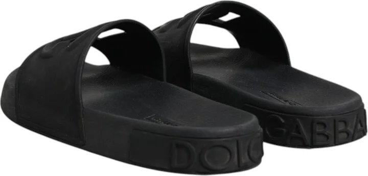 Black Rubber Slides Sandals Beachwear Women's Shoes (Pre-Owned) - Image 5