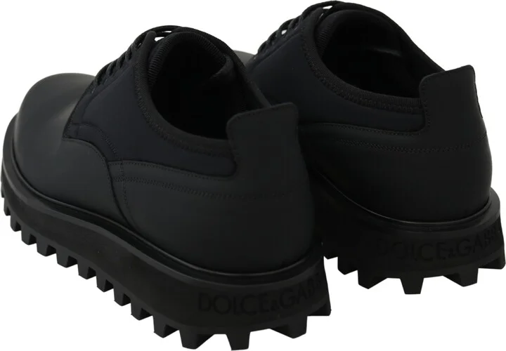 Black Rubberized Calfskin Chunky Derby Vulcano Men's Shoes - Image 6