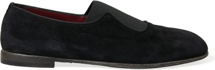 Black RUNWAY Velour AMALFI Loafers Men's Shoes