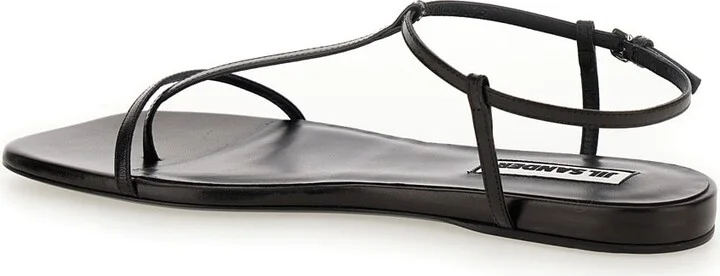 Black Sandals With Ankle Buckle Closure In Leather Woman - Image 3