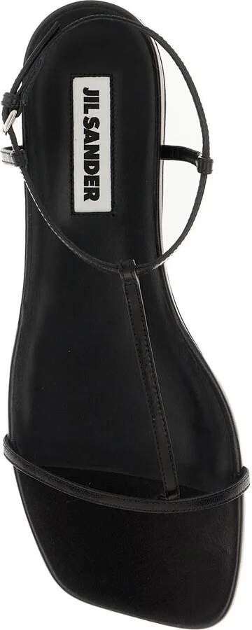 Black Sandals With Ankle Buckle Closure In Leather Woman - Image 4