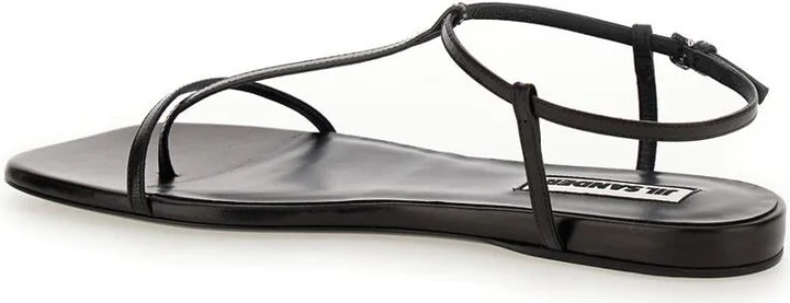 Black Sandals With Ankle Buckle Closure In Leather Woman - Image 3