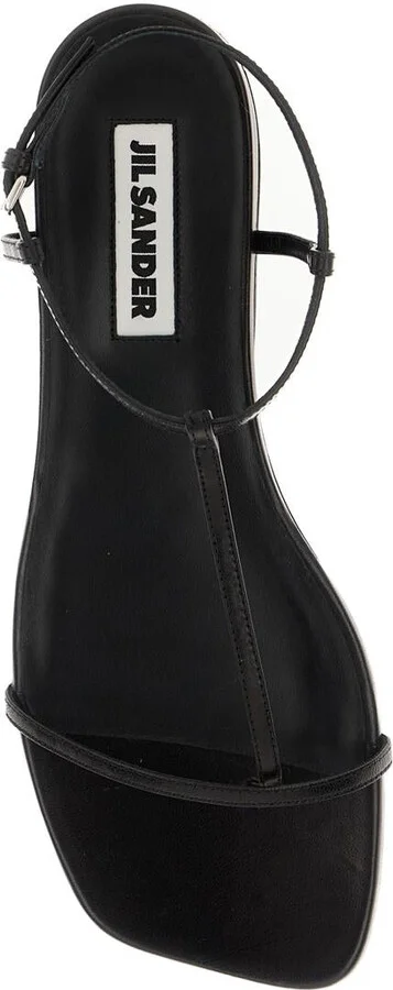 Black Sandals With Ankle Buckle Closure In Leather Woman - Image 4