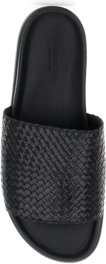 Black Sandals With Braided Design In Leather Woman - Image 4