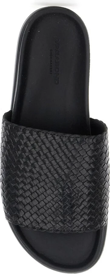 Black Sandals With Braided Design In Leather Woman - Image 4