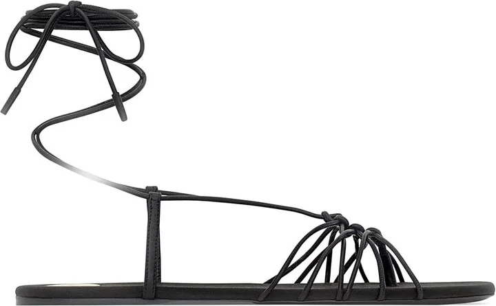 Black Sandals With Cassandre Logo And Laces Around The Ankle In Leather Woman - Image 2