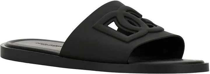 Black Sandals With Logo Detail In Rubber Man - Image 2