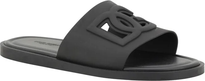 Black Sandals With Logo Detail In Rubber Man - Image 7