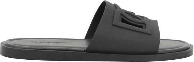 Black Sandals With Logo Detail In Rubber Man