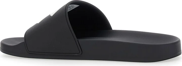 Black Sandals With Maxi Contrasting Logo In Tech Fabric Man - Image 3