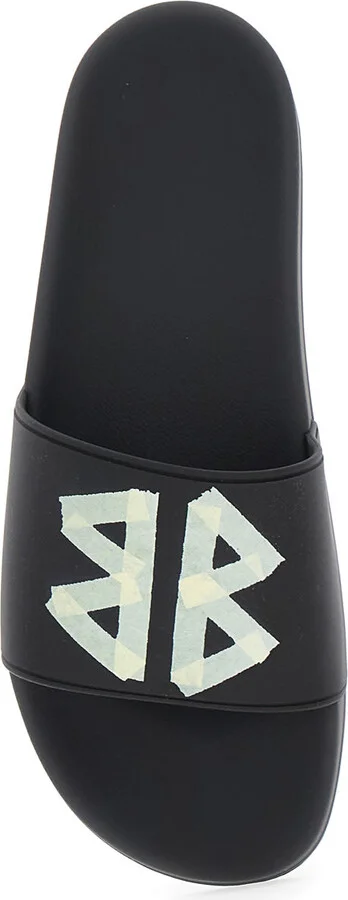 Black Sandals With Maxi Contrasting Logo In Tech Fabric Man - Image 4