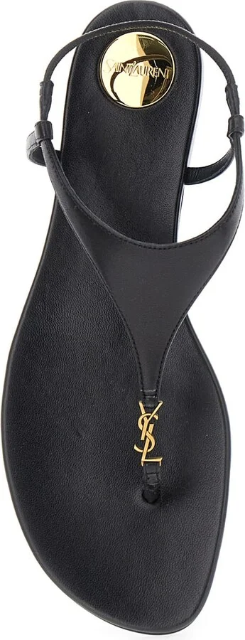 Black Sandals With Metallic Cassandre Detail In Leather Woman - Image 2