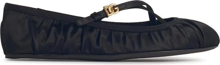 Black Satin Ballet Flats