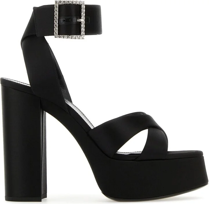 Black satin Bianca sandals