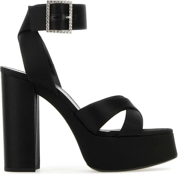 Black Satin Bianca Sandals