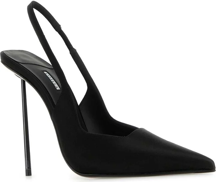 Black Satin Chanel Amelia Pumps - Image 2