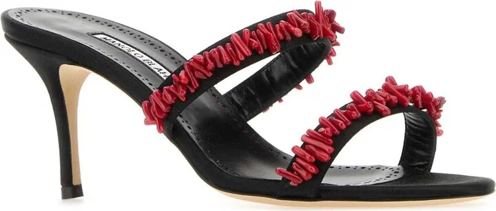 Black Satin Clorette Mules - Image 2